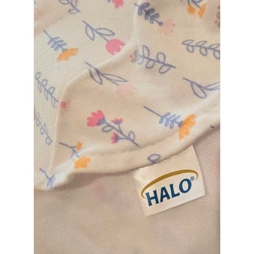 HALO SleepSack Swaddle 0-3 MO White Floral Cotton 3-Way Adjustable cottagecore